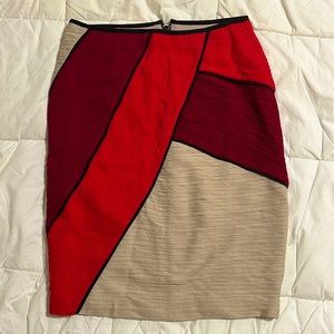 Maeve Geometric Red Color block skirt NEW Size 4
